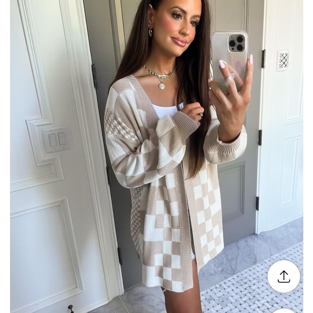 The Post Adeline lightweight checker cardigan NWOT